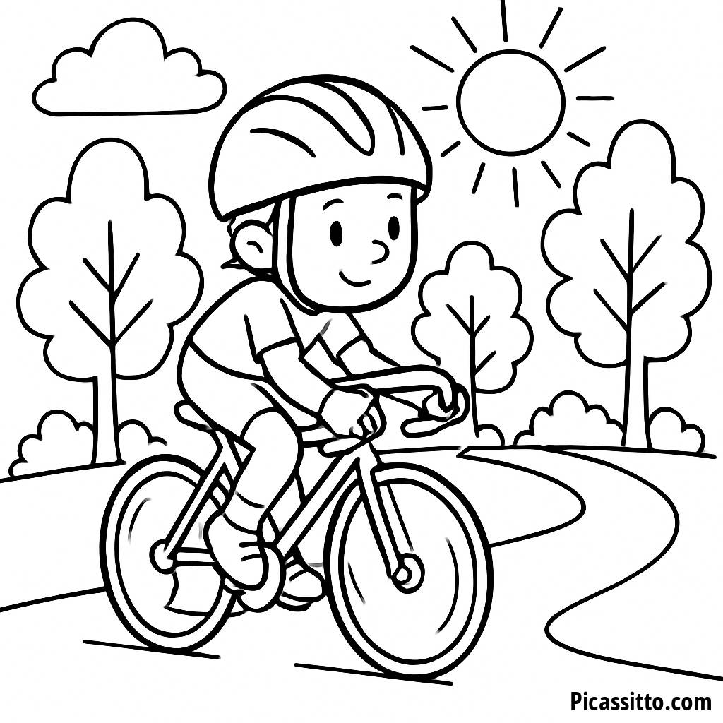 Pagina da Colorare del Ciclista in Gara