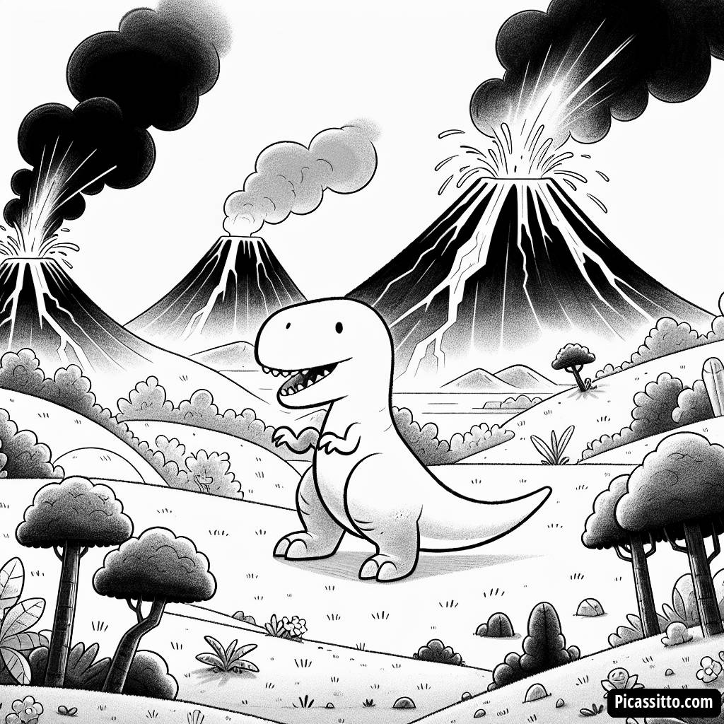 D é de Dinossauro - Página para Colorir