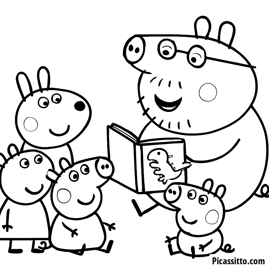 Daddy Pig Storytime Coloring Page