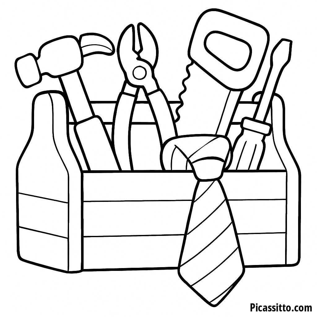 Página para Colorir da Caixa de Ferramentas do Papai