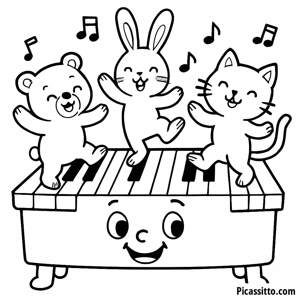 Tanzende Tiere Klavier Malvorlage