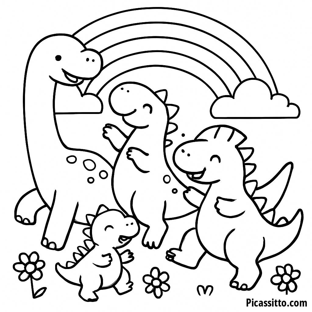 Dancing Dinosaurs Coloring Page