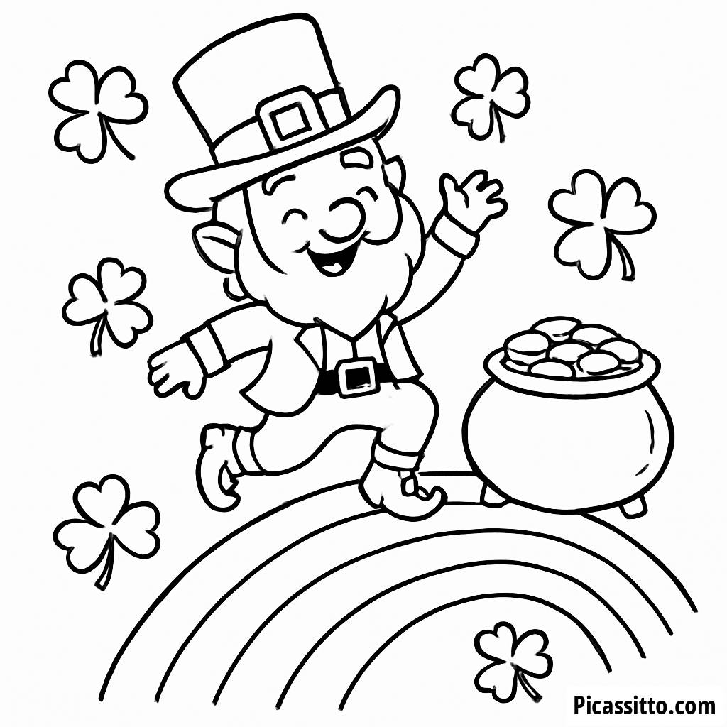 Pagina da Colorare del Leprechaun Danzerino