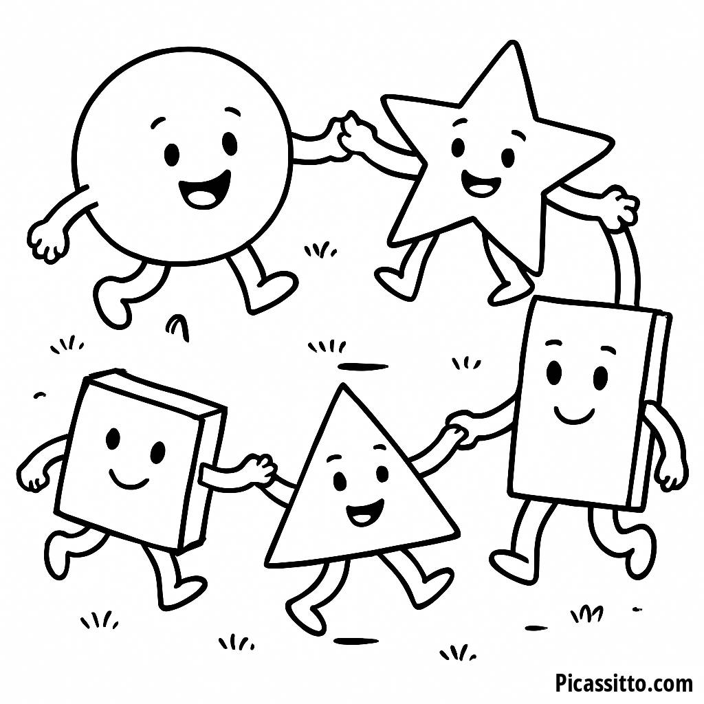 Dancing Shapes Coloring Page