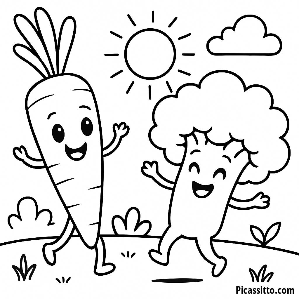 Página para Colorir Legumes Dançantes