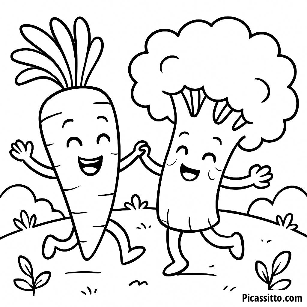 Pagina da Colorare di Verdure Danzerine