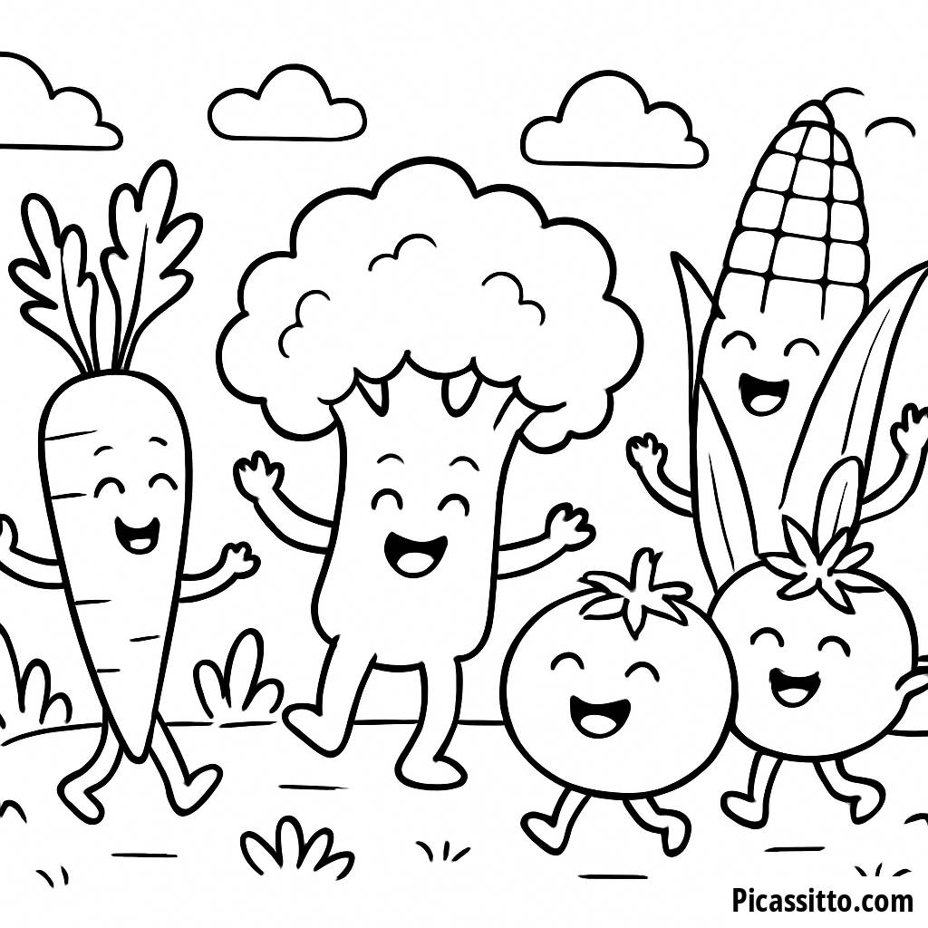 Page à Colorier des Légumes Dansants