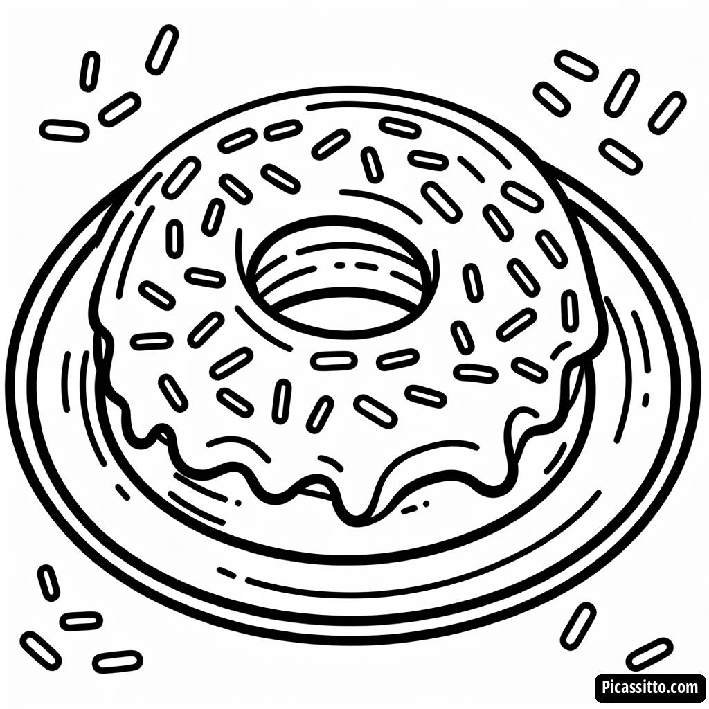 Раскраска Вкусного Пончика