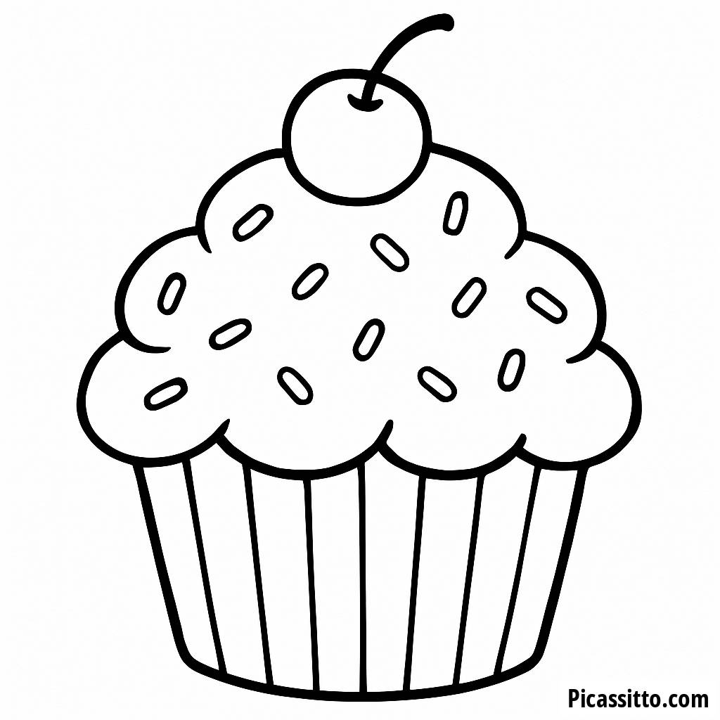 Pagina da Colorare del Gigante Cupcake Delizioso