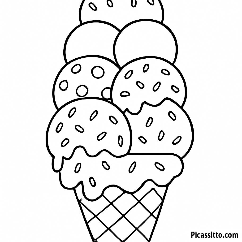 Page à Colorier de Cone de Glace Délicieux