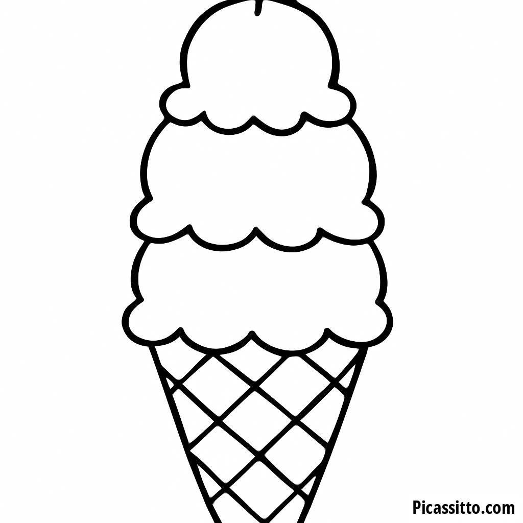 Pagina da Colorare di un Delizioso Cono Gelato