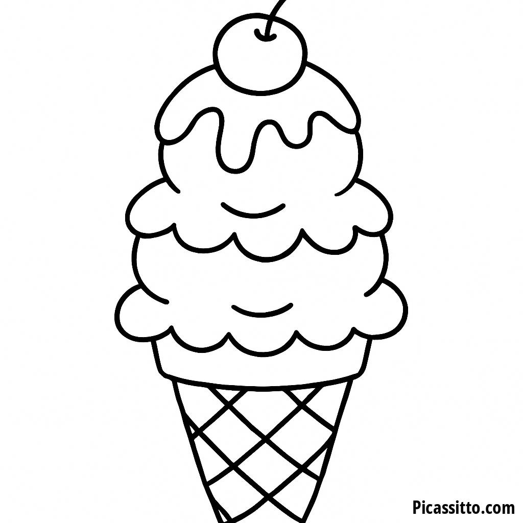 Delicious Ice Cream Cone Coloring Page