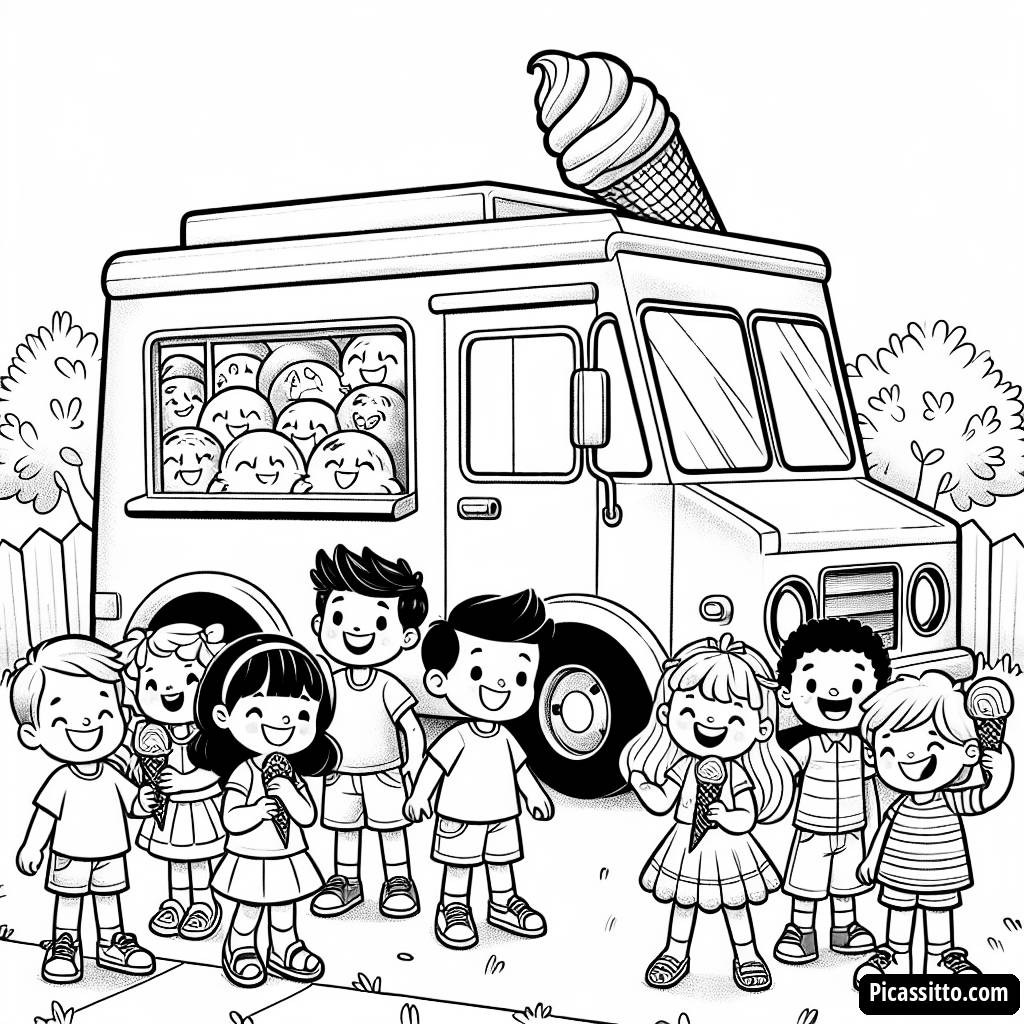 Раскраска Вкусного Мороженого Автомобиля
