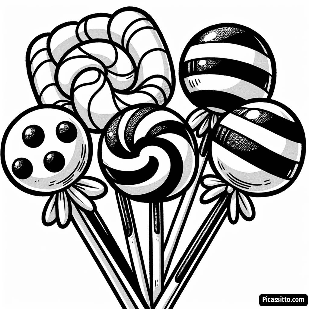 Página para Colorir de Pirulitos Deliciosos