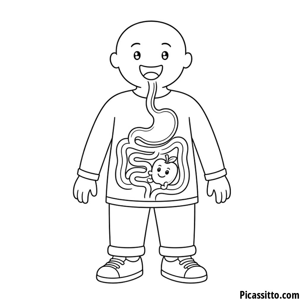 Digestive System Journey Coloring Page