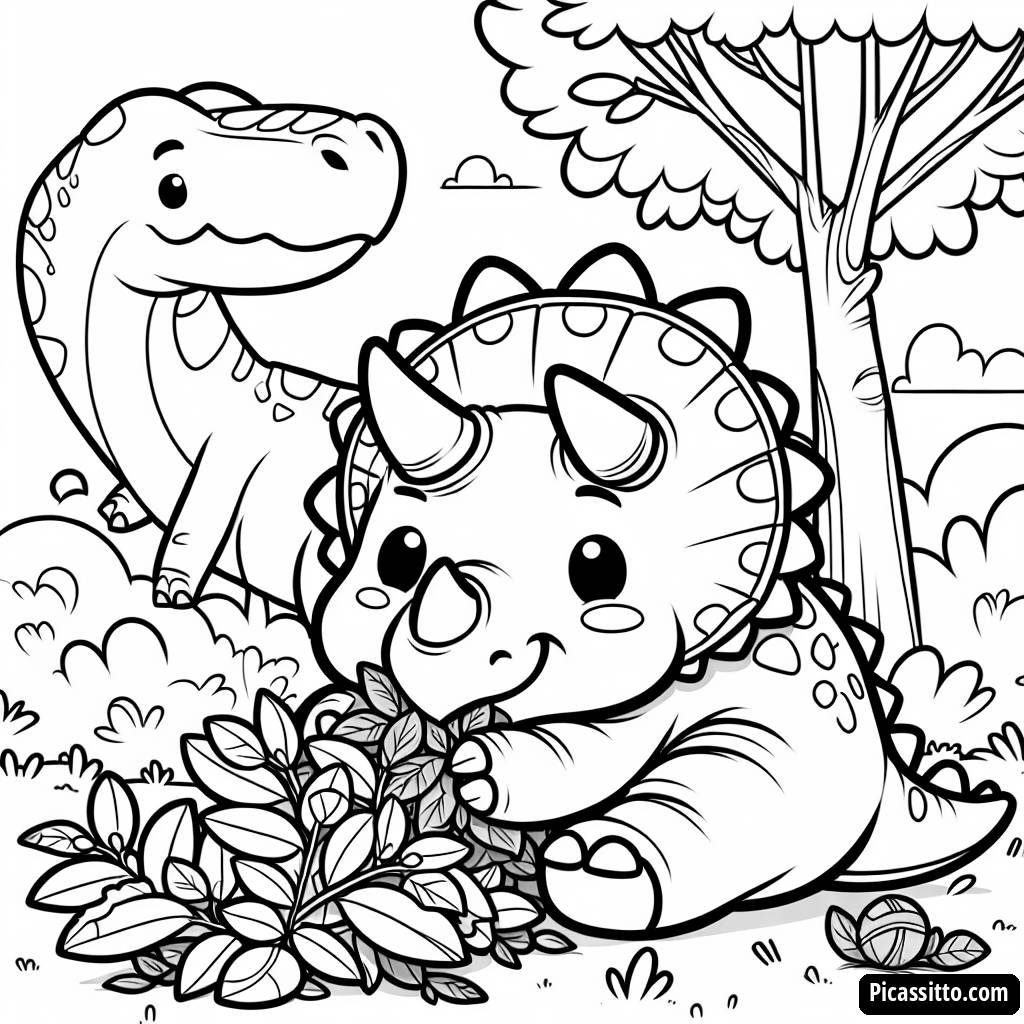 Раскраска: Счастливые Динозавры