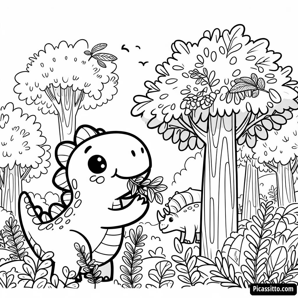Dinosaurier Ausmalbild: Brontosaurus und Triceratops Abenteuer