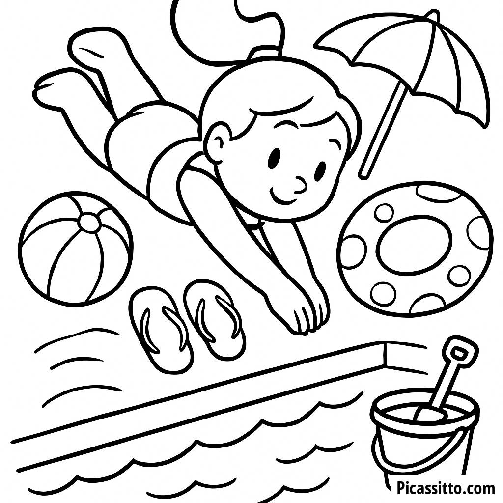 Mergulhe na Diversão: Página de Colorir de Natação Grátis