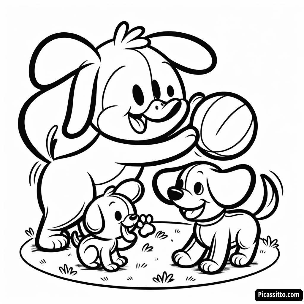 Pagina da Colorare di Donald, Pippo e Pluto che Giocano a Prendere