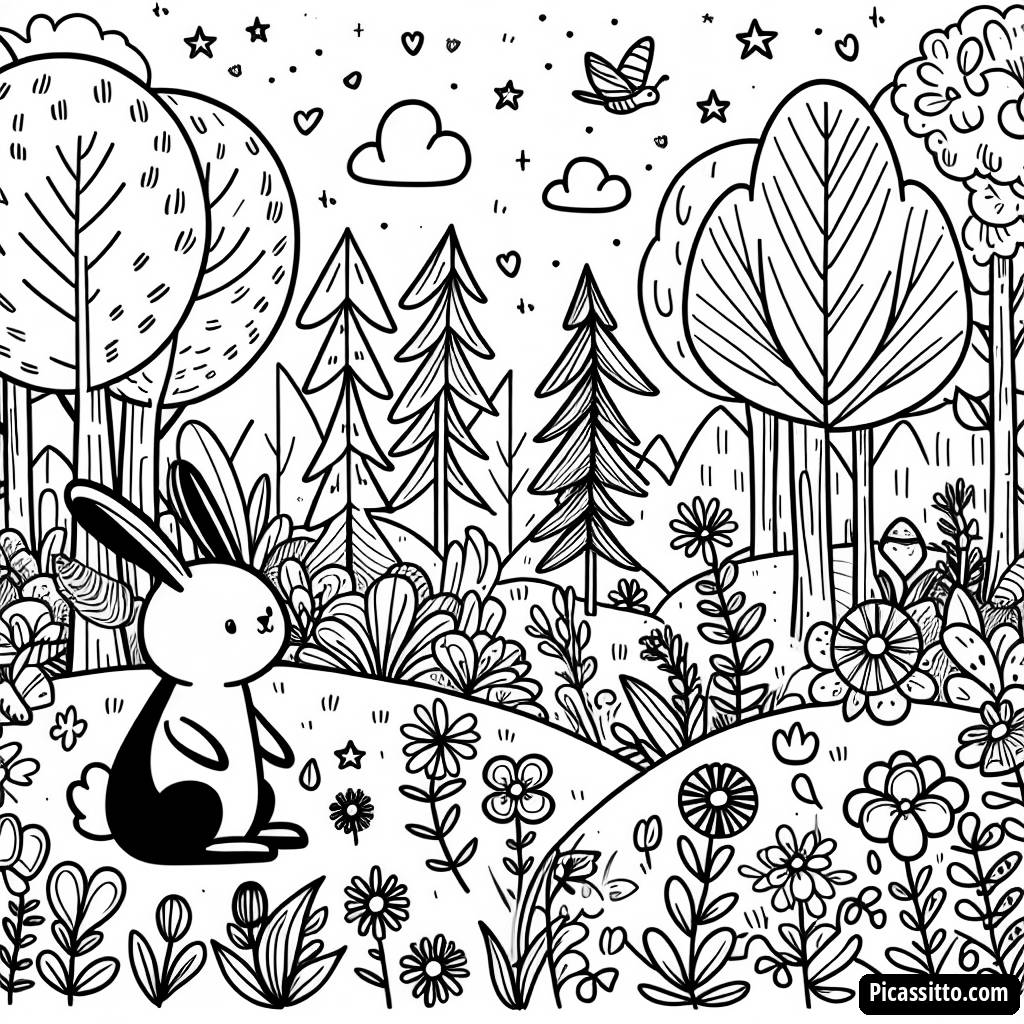 Página para Colorear del Bosque Encantado