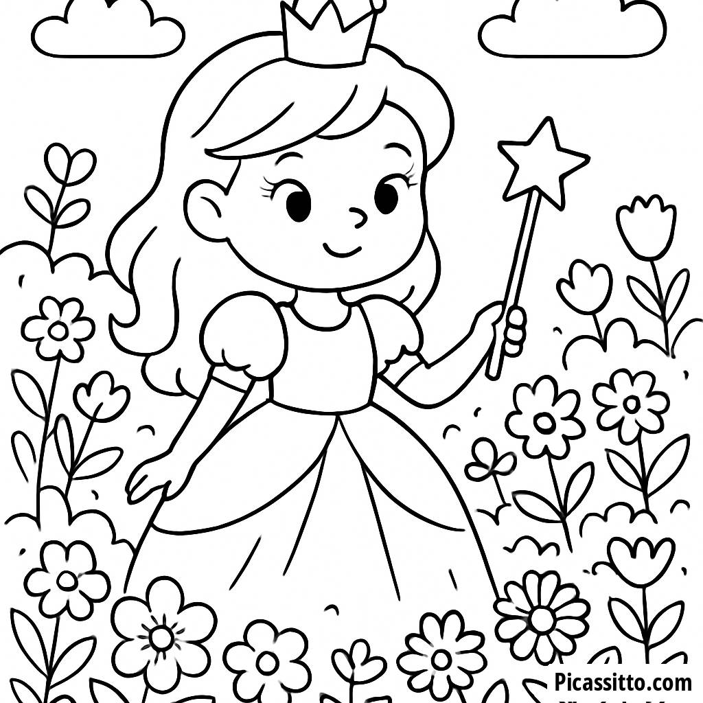 Página para Colorir: Princesa Encantadora