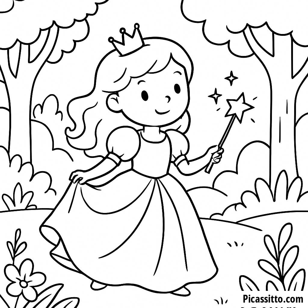 Verzauberte Prinzessin Ausmalbild