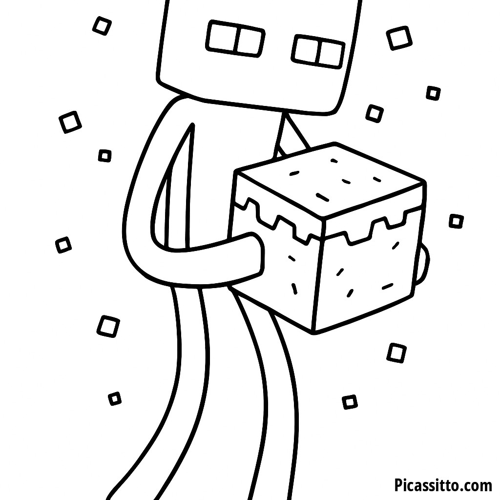 Раскраска Эндера: Забавный Блок и Пурпурные Частицы!