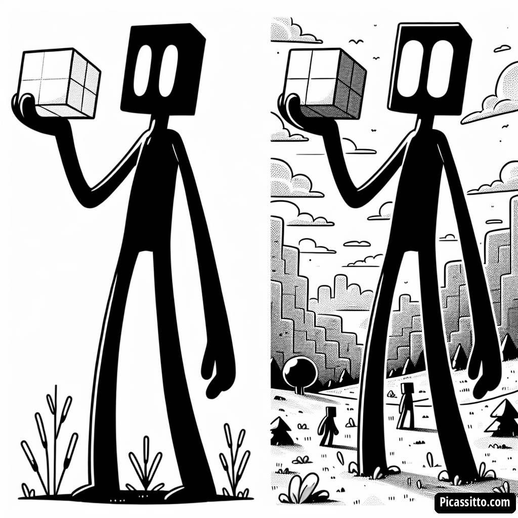 Enderman mit einem Block Malvorlage