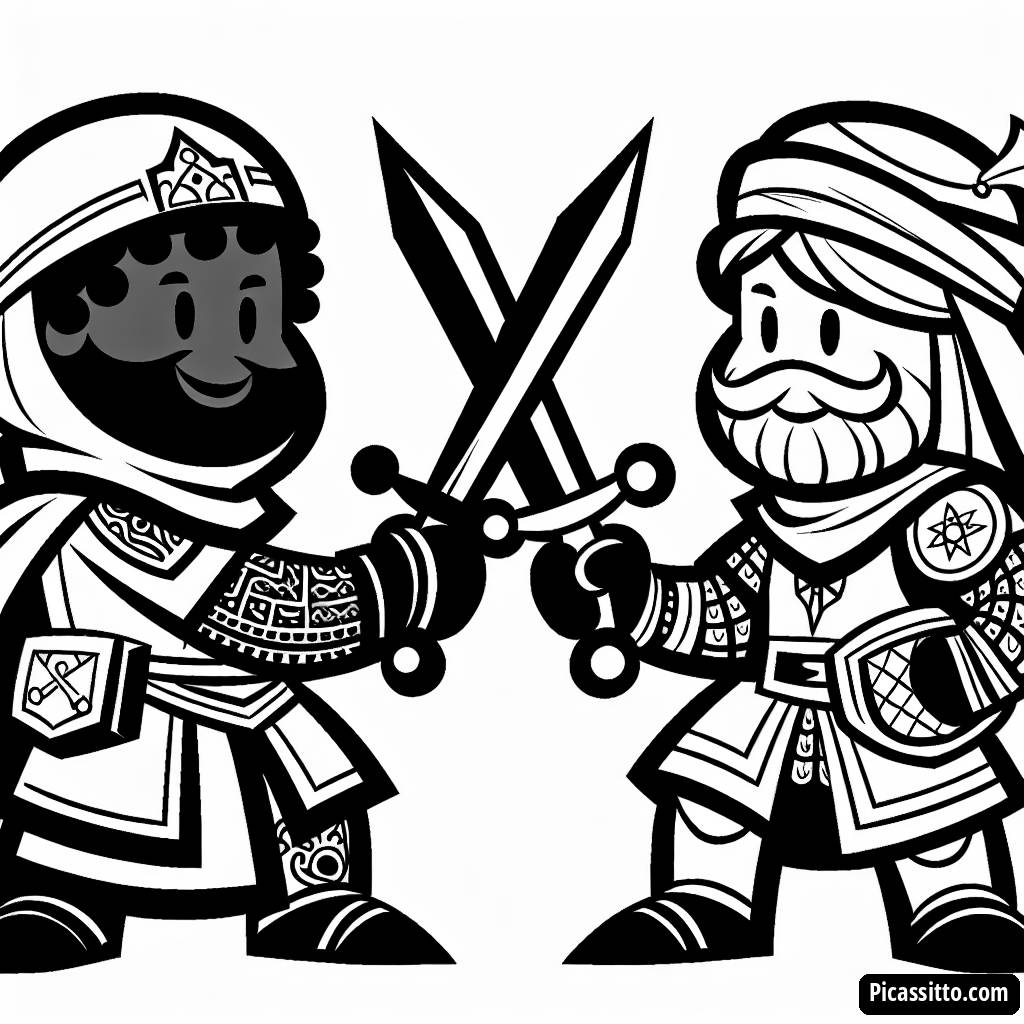 Ritter im Kampf Malvorlage