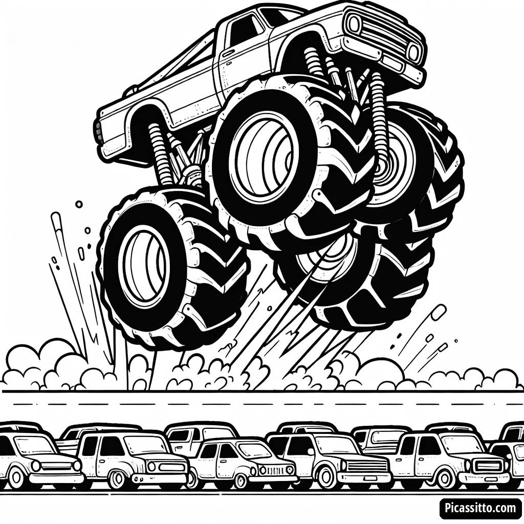 Эпичная Раскраска Монстр-Трака Прыгающего
