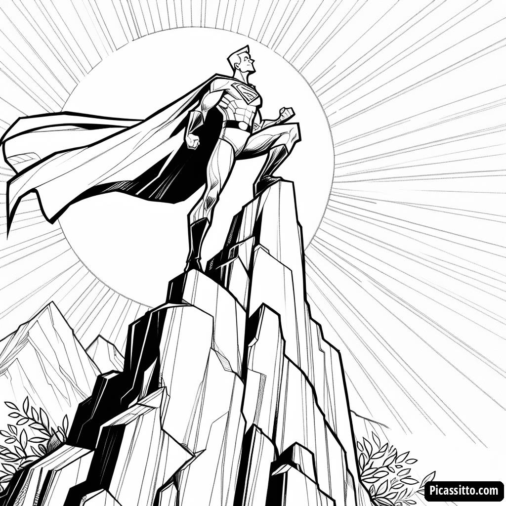Раскраска Супергероя: Герой на Горе