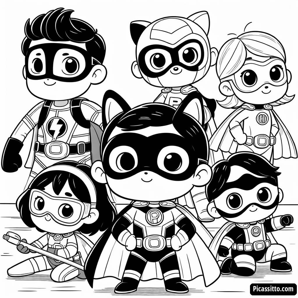 Epische Superhelden-Team Ausmalbild