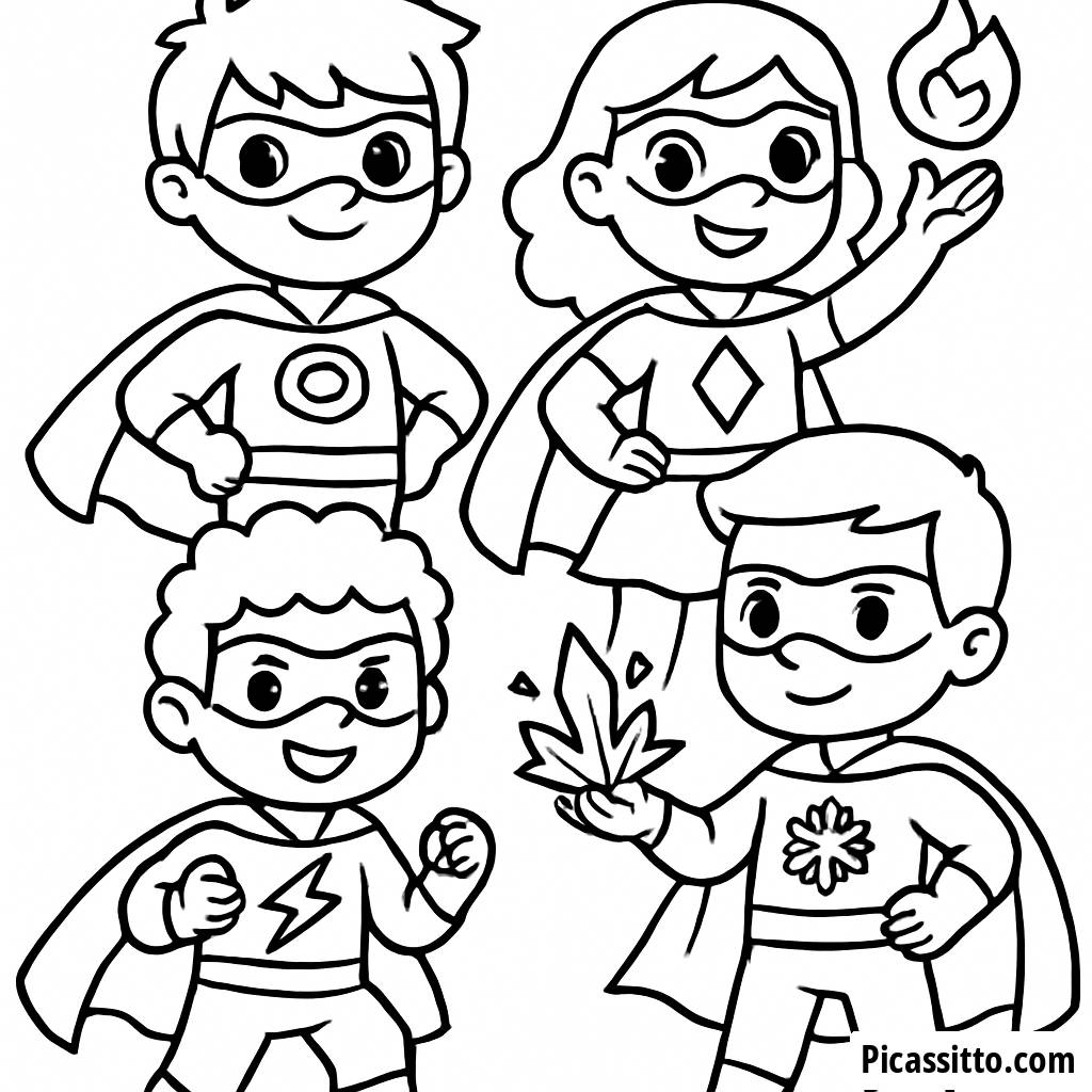 Página para Colorear Superhéroes Épicos