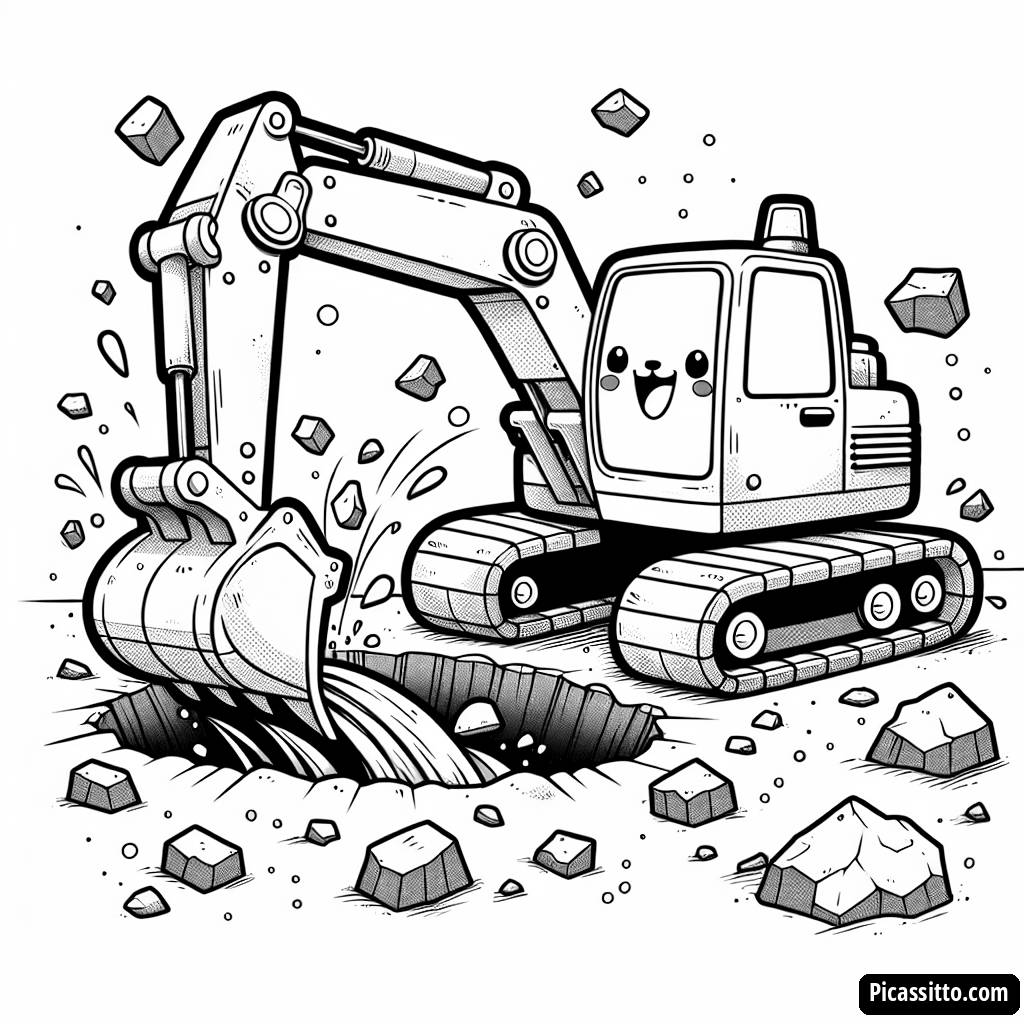 Веселая Раскраска Экскаватора