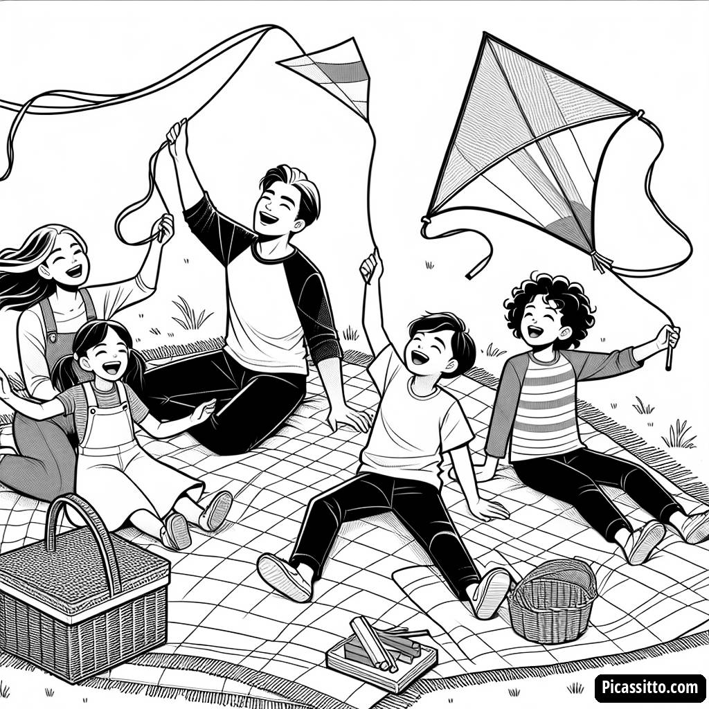 Раскраска Семейный Пикник