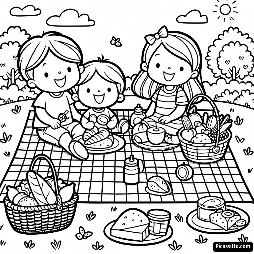 Раскраска: Семейный Пикник