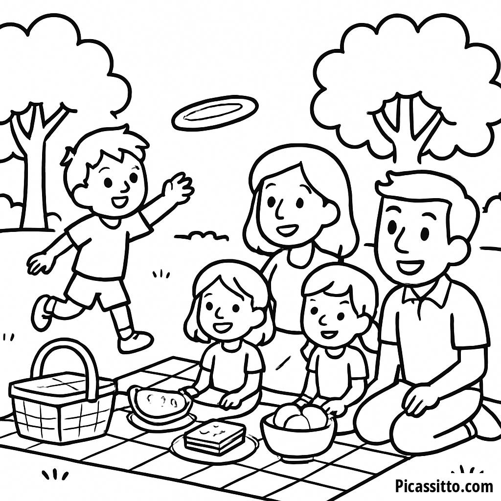 Familien-Picknick Malvorlage