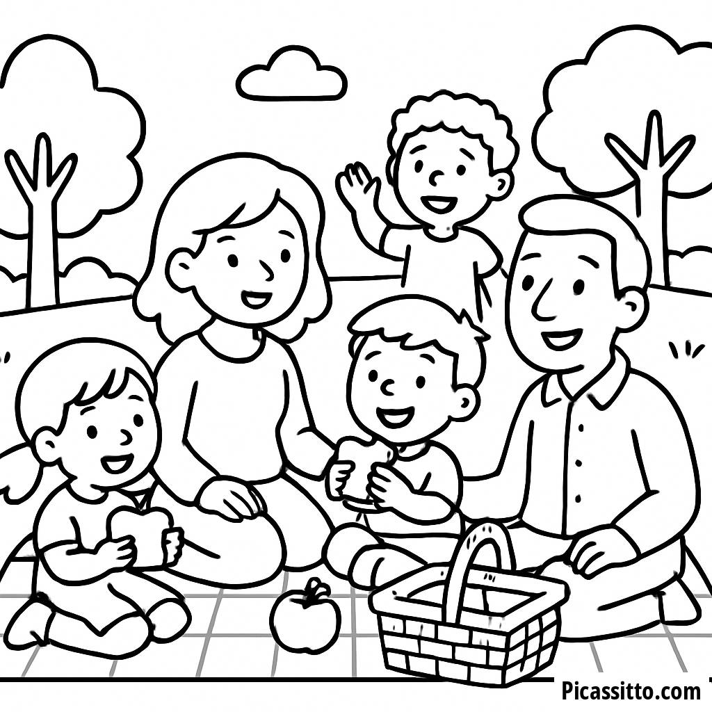 Family Picnic Coloring Page