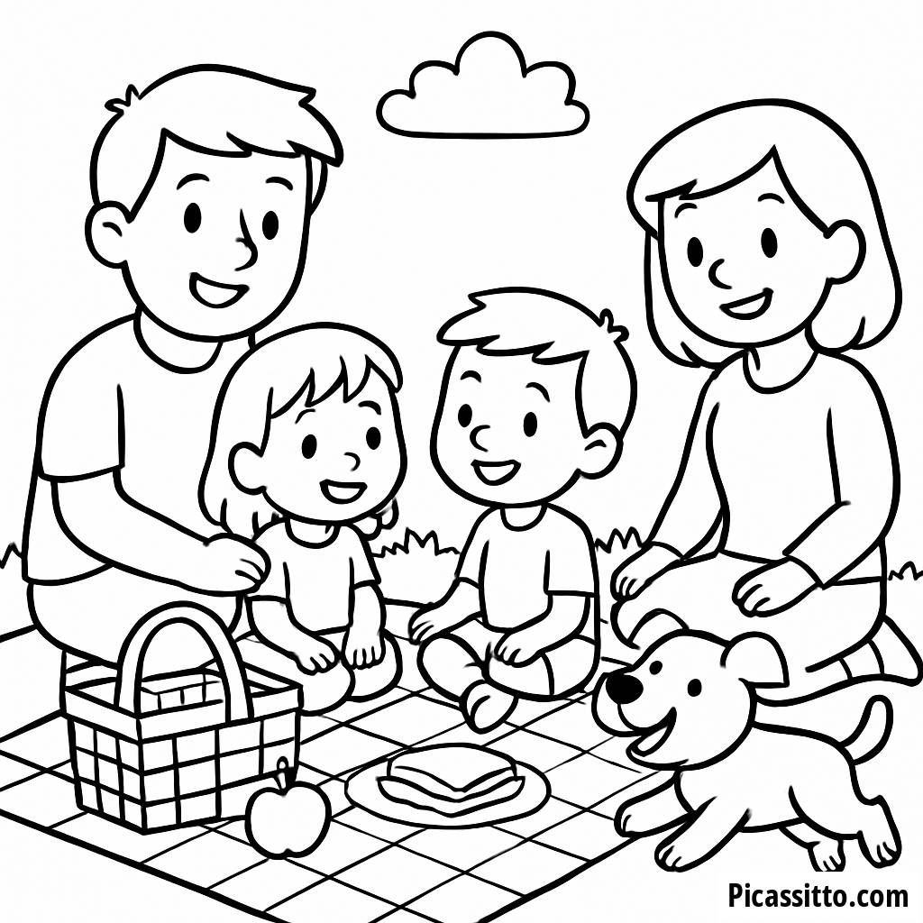 Family Picnic Coloring Page