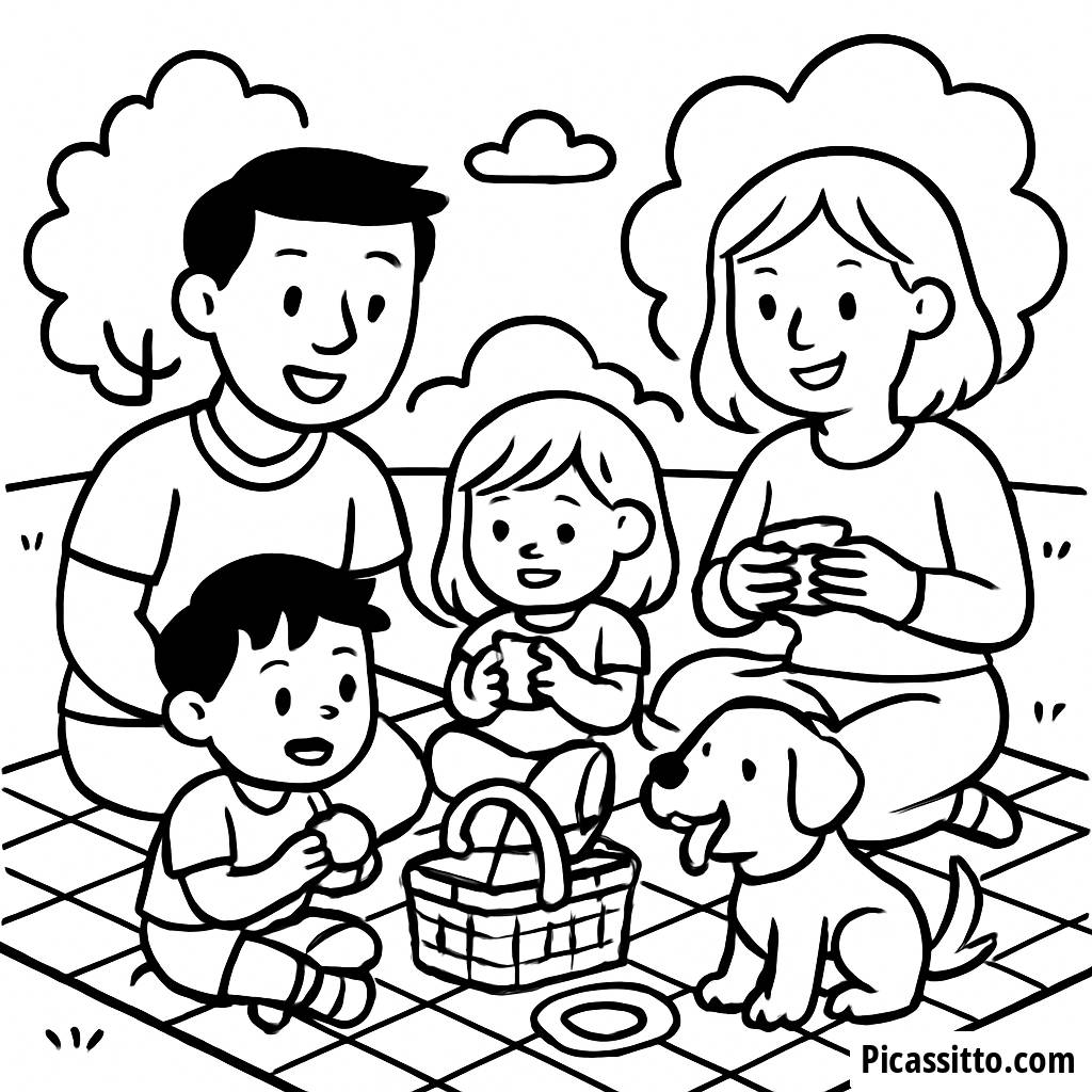 Familien-Picknick Malvorlage!