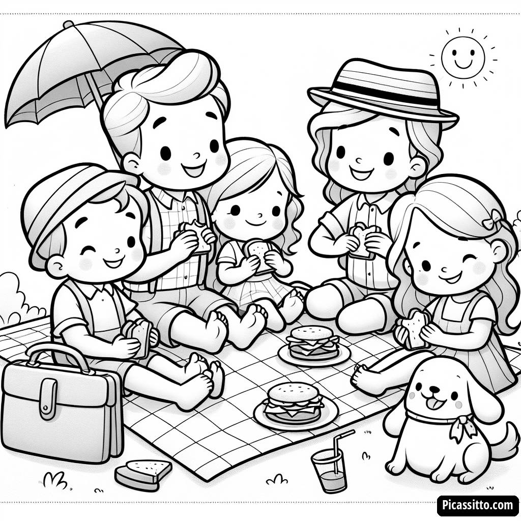 Familienpicknick Malvorlage