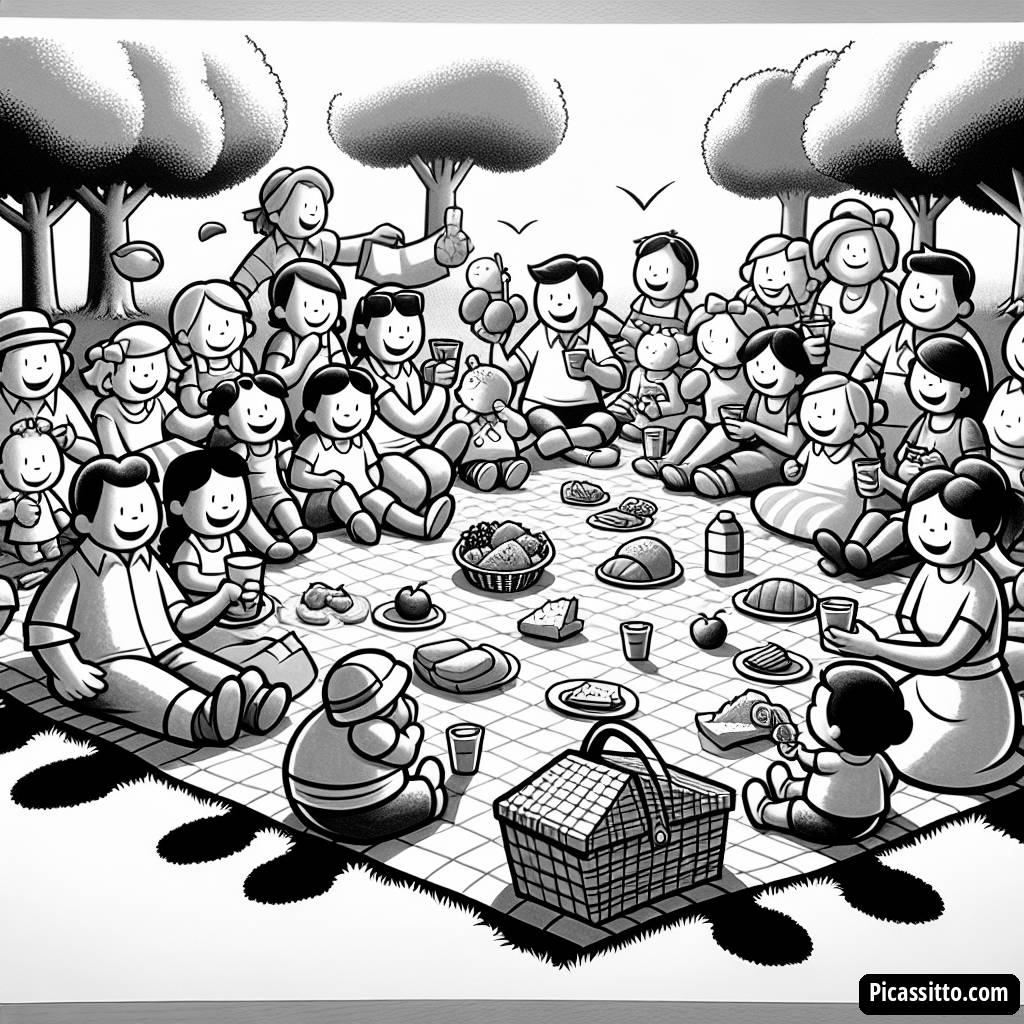 Familien-Picknick Ausmalbild