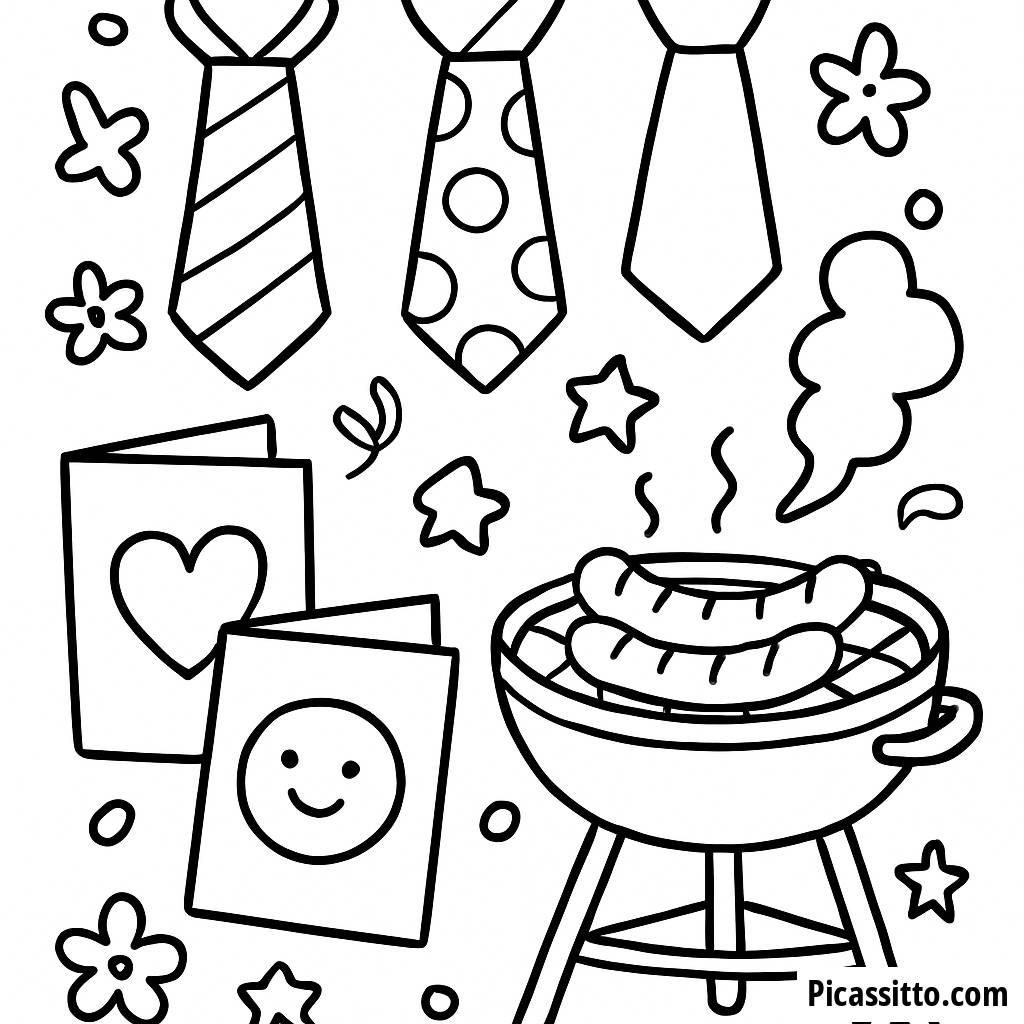 Pagina da Colorare del BBQ per la Festa del Papà