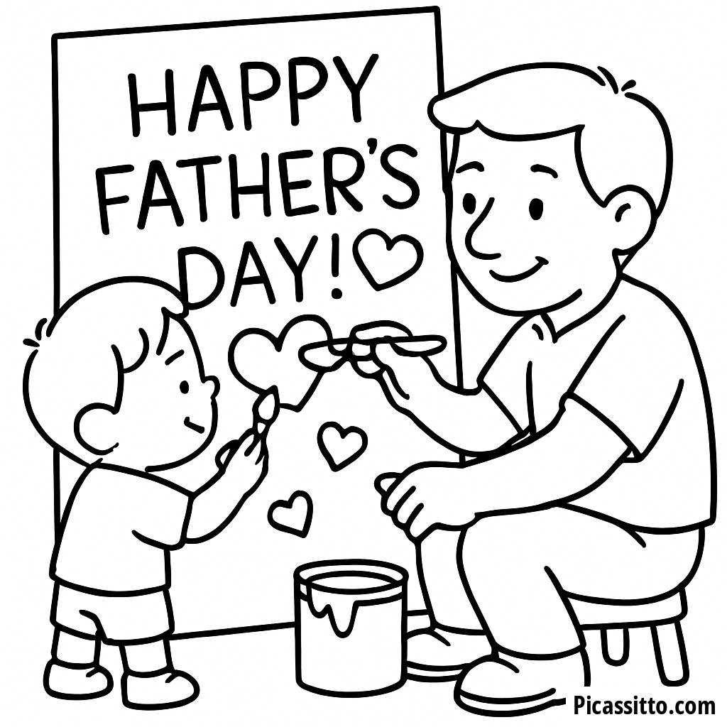 Malvorlage zum Vatertag: Male eine Herzliche Karte!