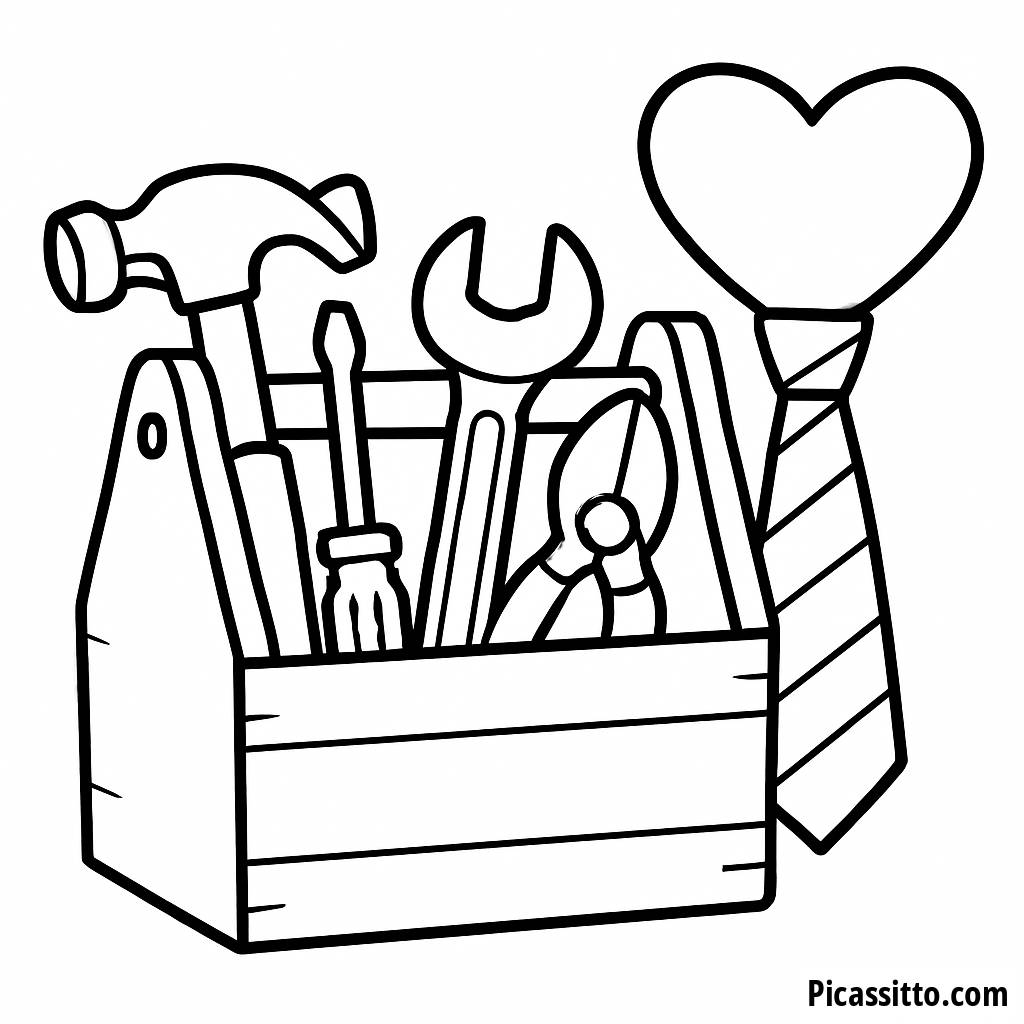 Página para Colorir do Dia dos Pais: Caixa de Ferramentas