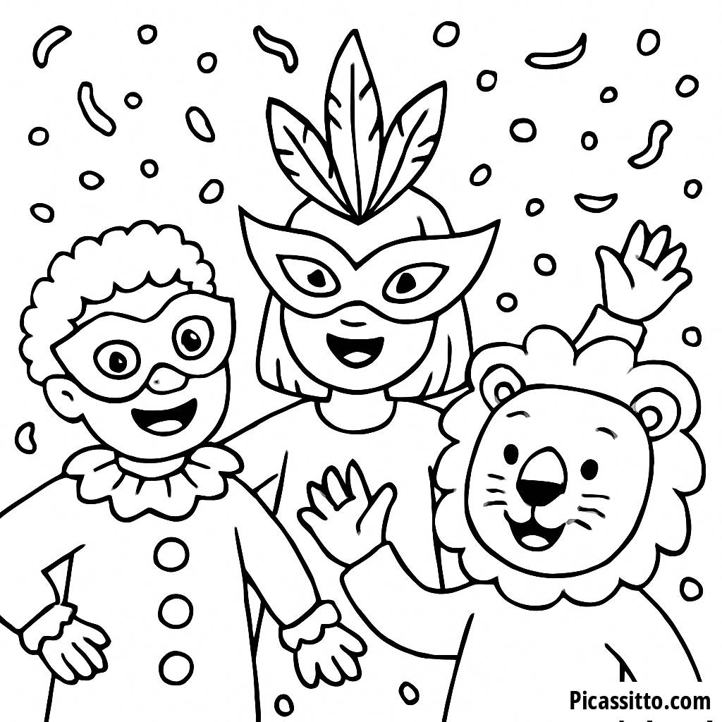 Pagina da Colorare di Carnevale Festivo