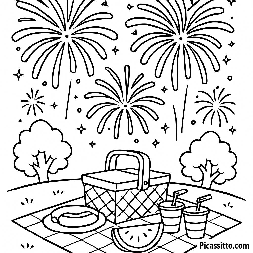 Раскраска Фестивальных Фейерверков
