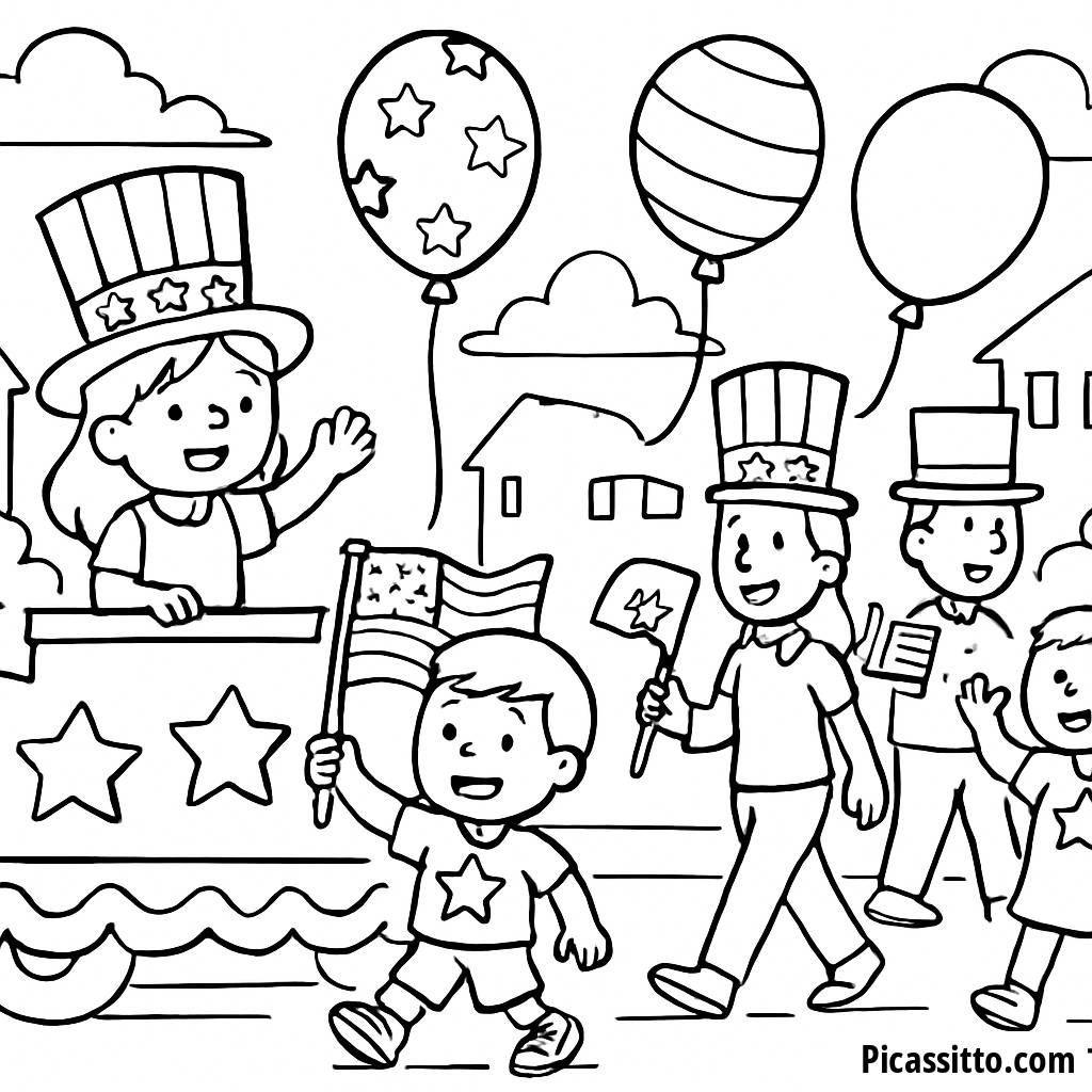 Page à Colorier du Défilé Festif