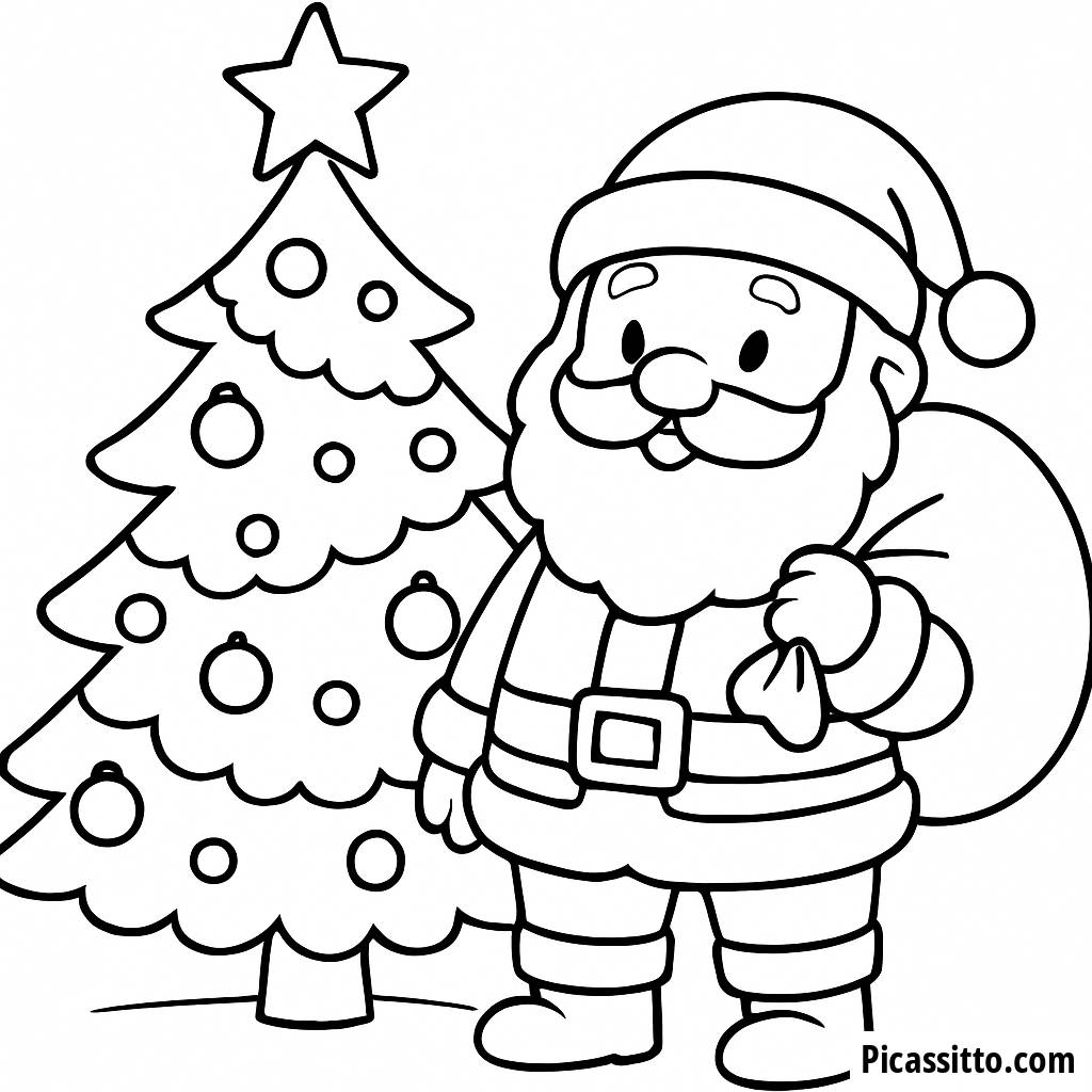 Página para Colorear de Papá Noel Festivo