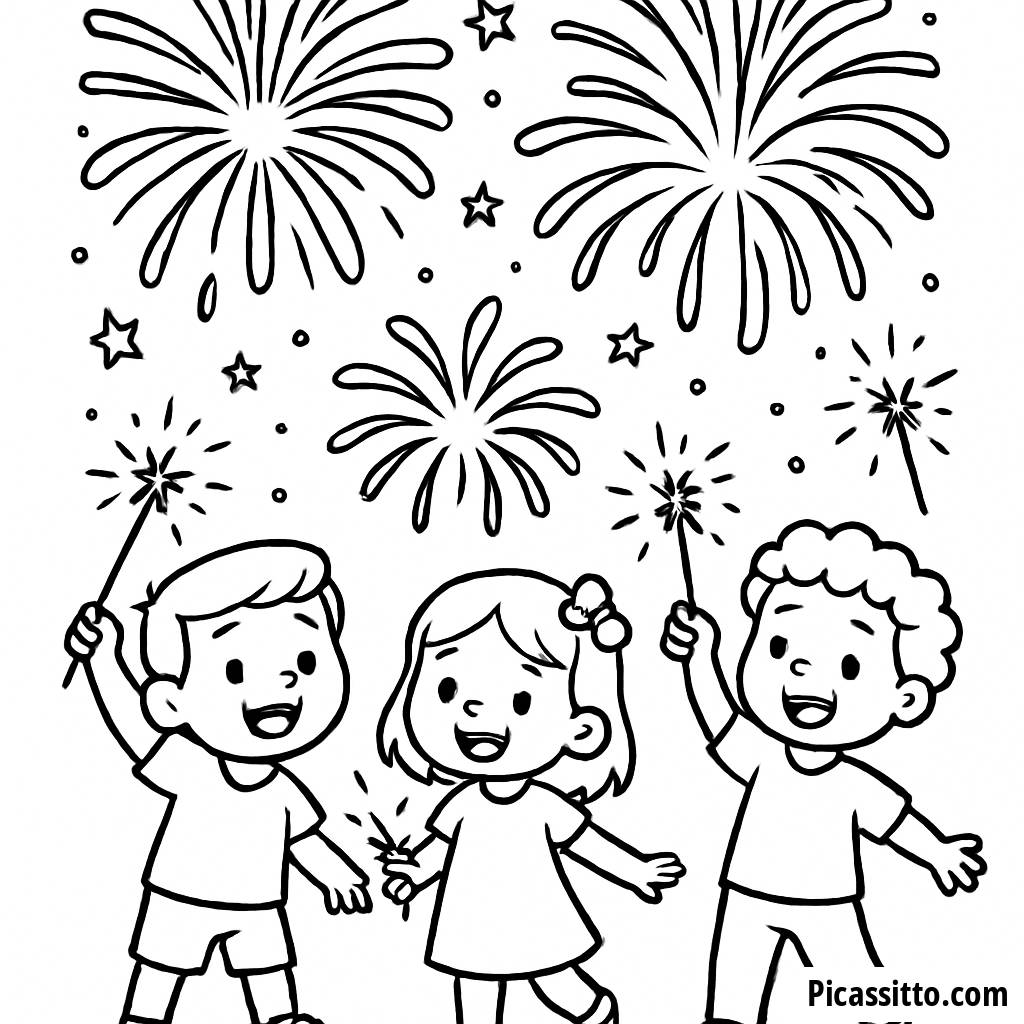 Firework Fun Coloring Page